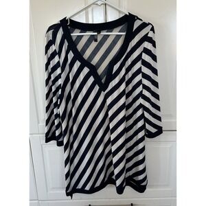 LAP Blouse  Blue/White Stripes Women's Size 1X